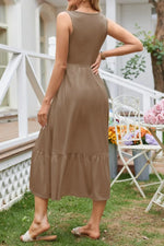 Round Neck Wide Strap Tank Dress