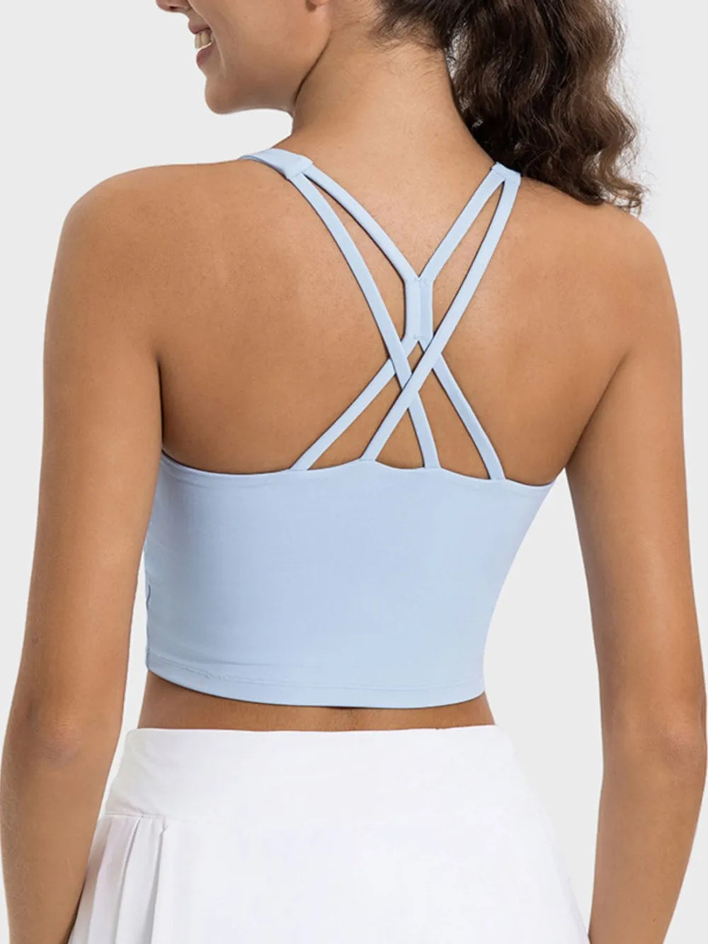 Millennia Crisscross Round Neck Active Tank - Ladyez