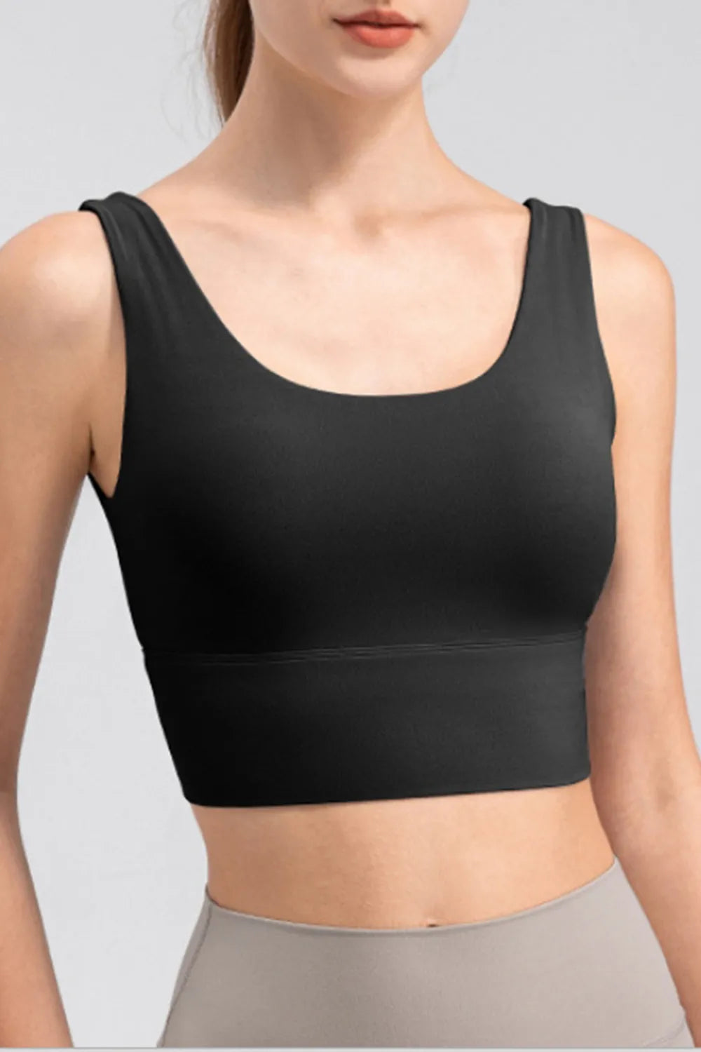 Scoop Neck Wide Strap Active Tank - Ladyez
