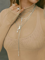 Mock Neck Long Sleeve Sheer Top - Ladyez