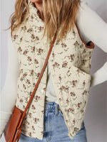 Floral Print Zip Up Quilted Vest