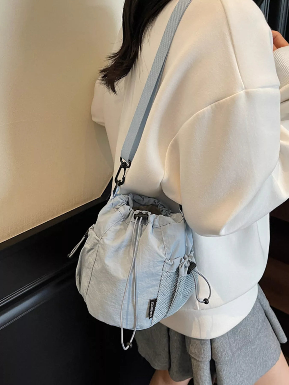 Drawstring Bucket Crossbody Bag