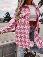 Houndstooth Button Up Long Sleeve Outerwear