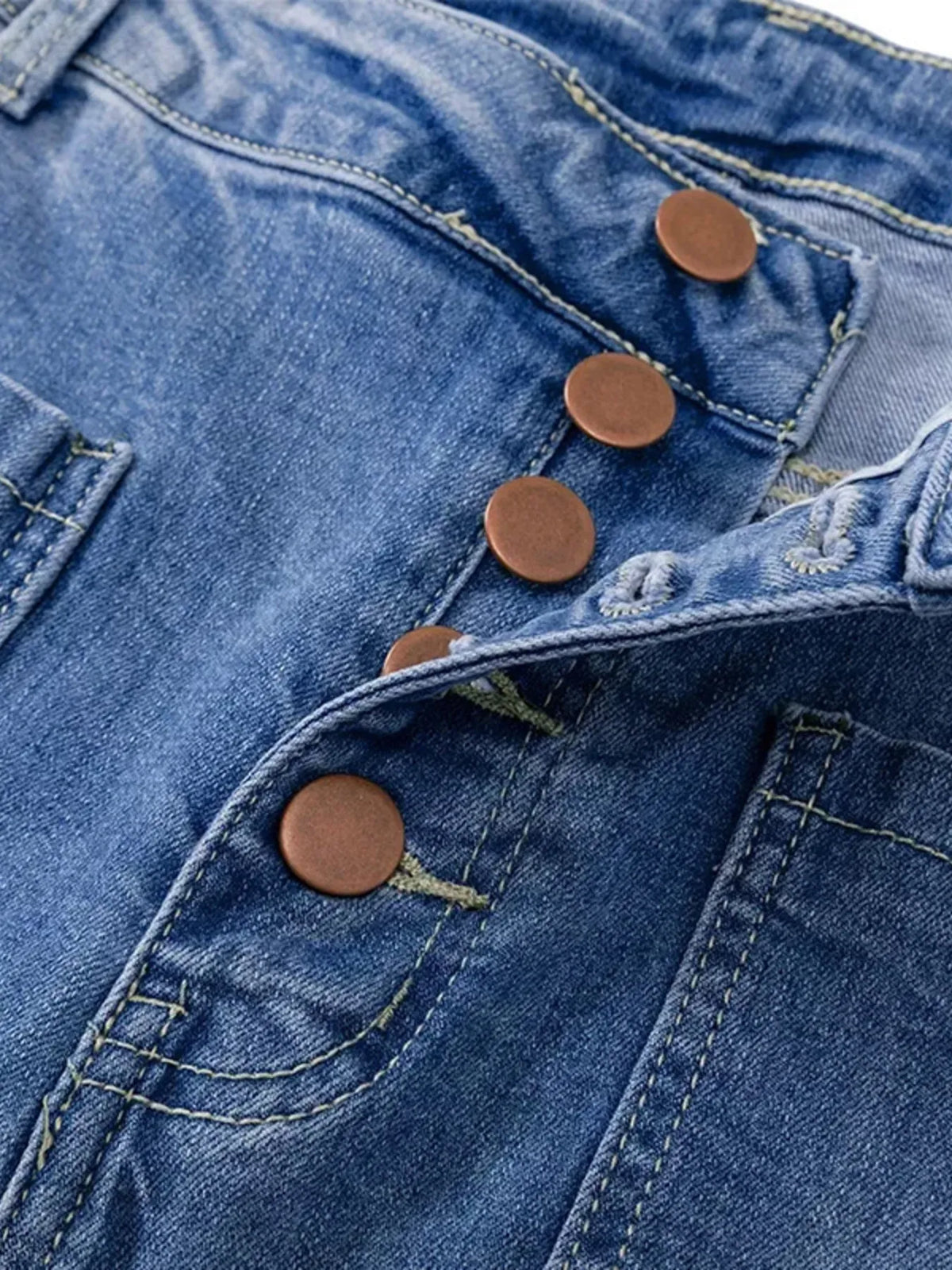 Full Size High Waisted Button-Fly Flare Jeans Plus Size - Ladyez