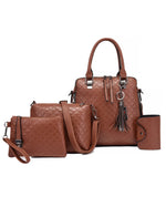 4-Piece PU Leather Bag Set with Tassel Detail - Ladyez