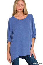 Zenana Raised Rib Bat Sleeve Top
