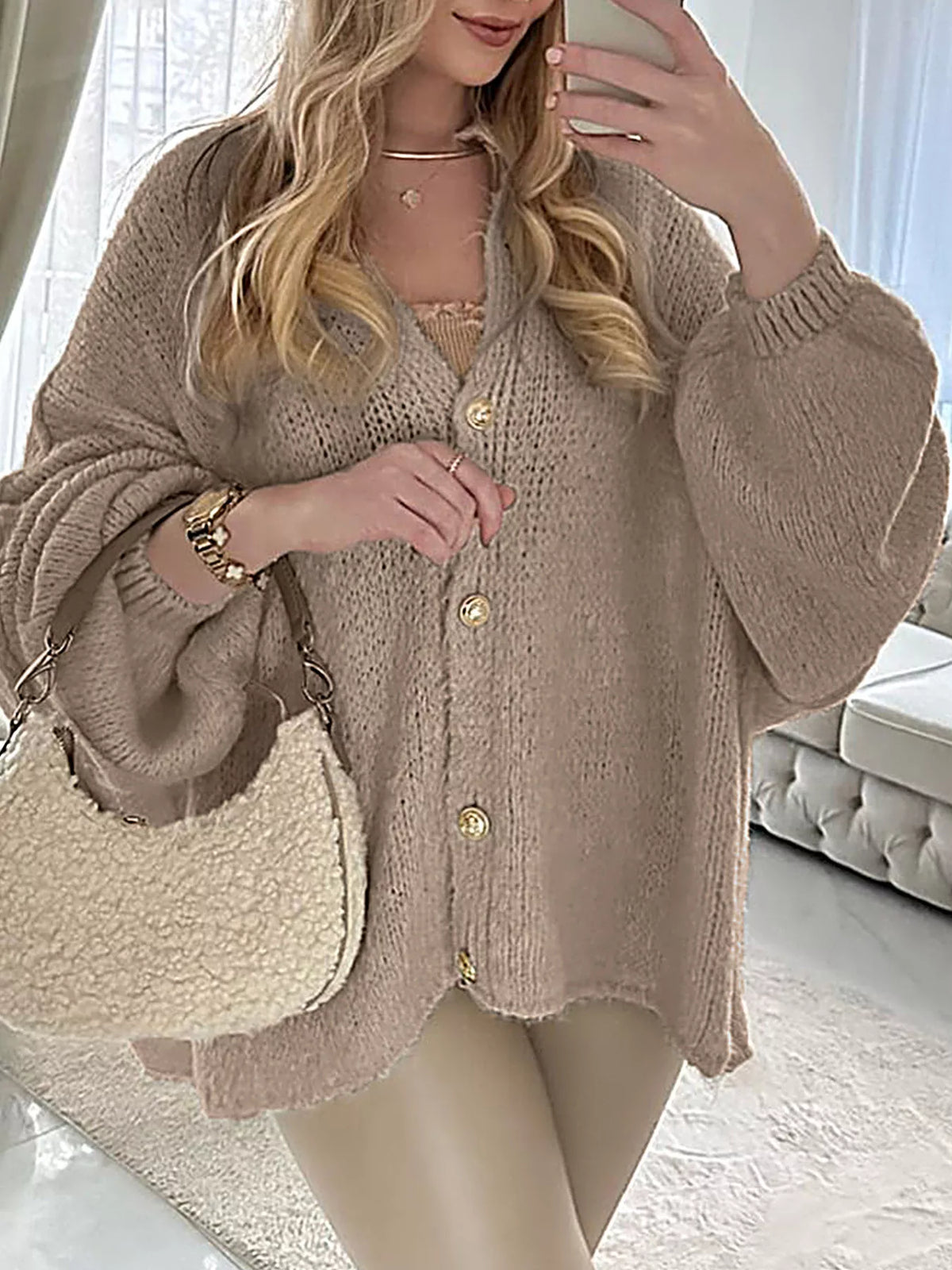 Oversized Knit Button Up Cardigan