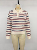 Striped Polo Collar Sweater