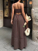Striped Print Spaghetti Strap Maxi Dress