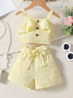 Children's Ribbed Ruffle Trim Top & Shorts Set