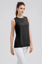 Slit Round Neck Tank - Ladyez