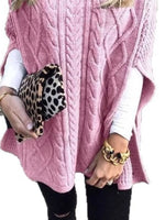 Chunky Cable Knit Turtleneck Poncho Cover Up