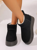 Platform Winter Ankle Boots with Cozy Fleece Lining - Ladyez