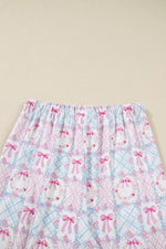 Wreath Pattern Christmas Tied Front Long Sleeve 2pcs Pajama Set