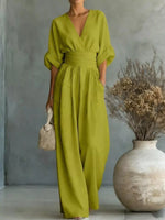 Full Size Half Sleeve Wide-Leg Jumpsuit Plus Size