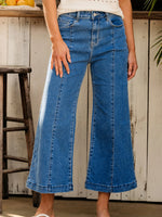 Seam Detail Flared Bottom Ankle Length Jeans - Ladyez