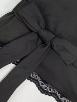Lace Trim Bell Sleeve Tie Blouse
