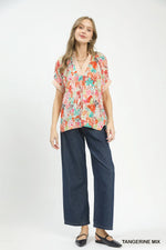 Umgee Mix Boho Printed V-Neck Top