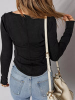 Exposed Seam Ribbed Long Sleeve Top