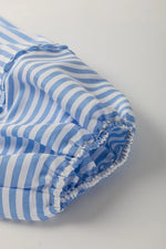Striped Notched 3/4 Sleeve Blouse