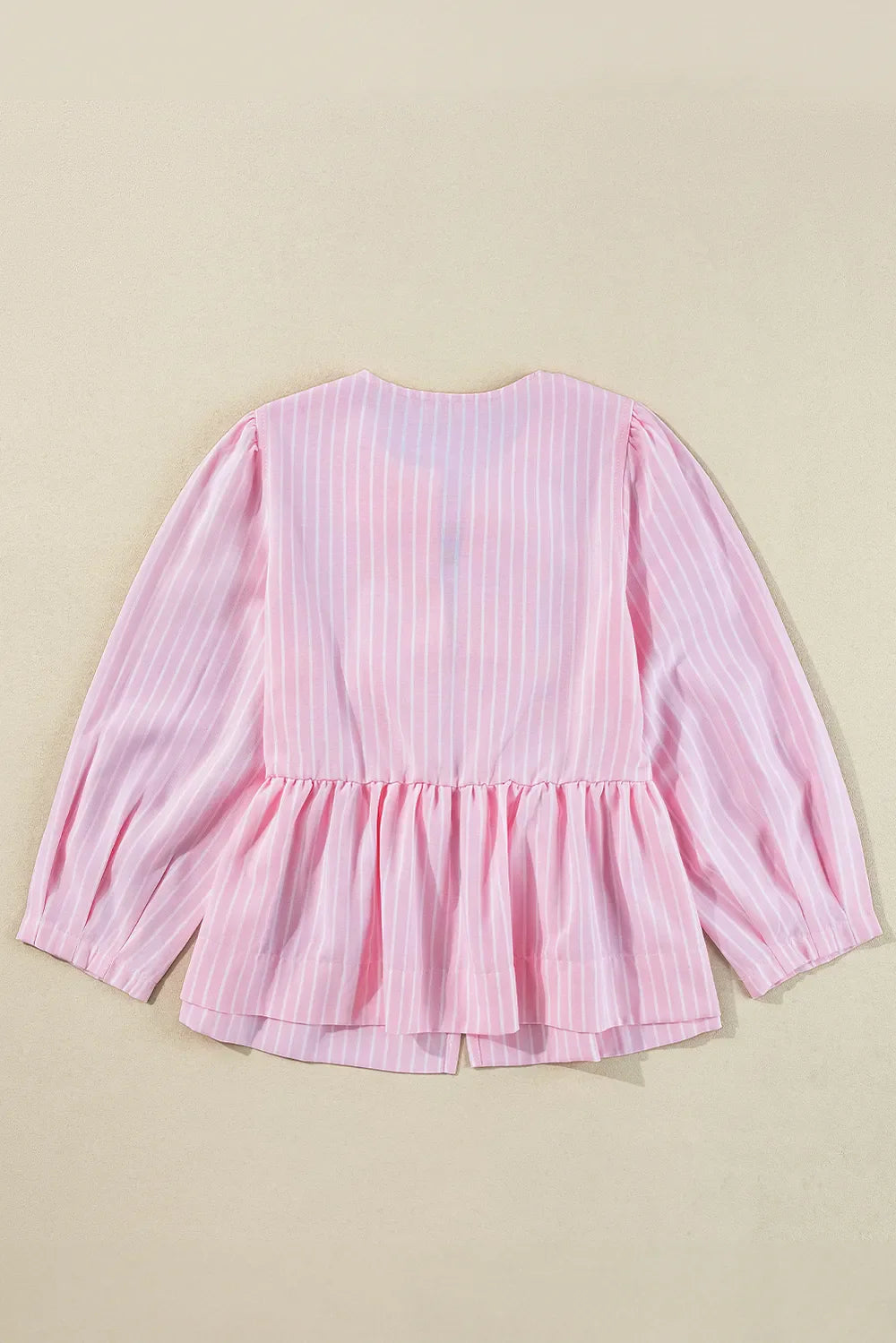 Tied Bow Striped Round Neck Blouse