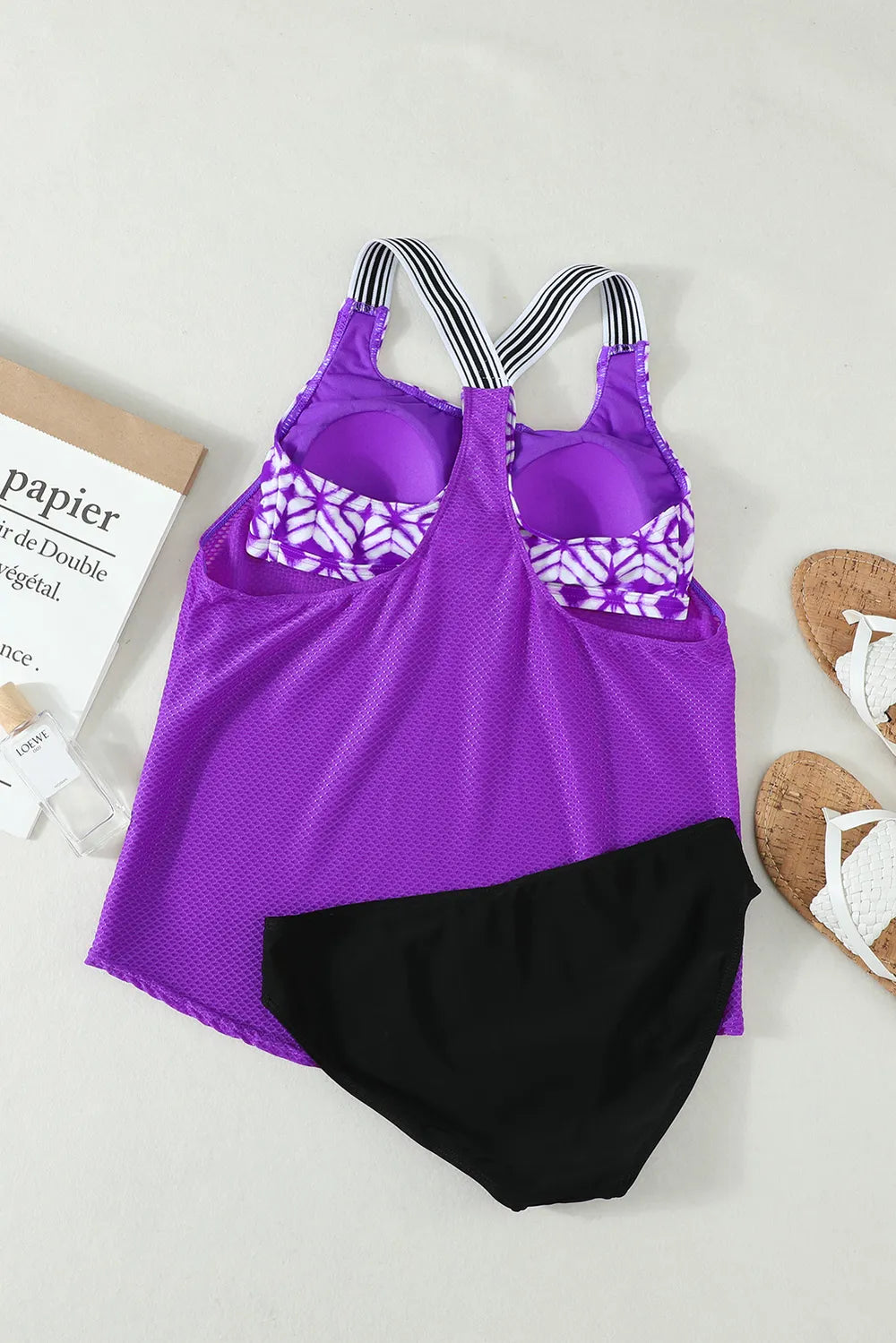 Scoop Neck Wide Strap Tankini Set - Ladyez