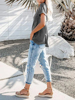 Full Size Notched Short Sleeve T-Shirt Plus Size