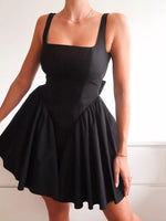 Backless Square Neck Mini Dress