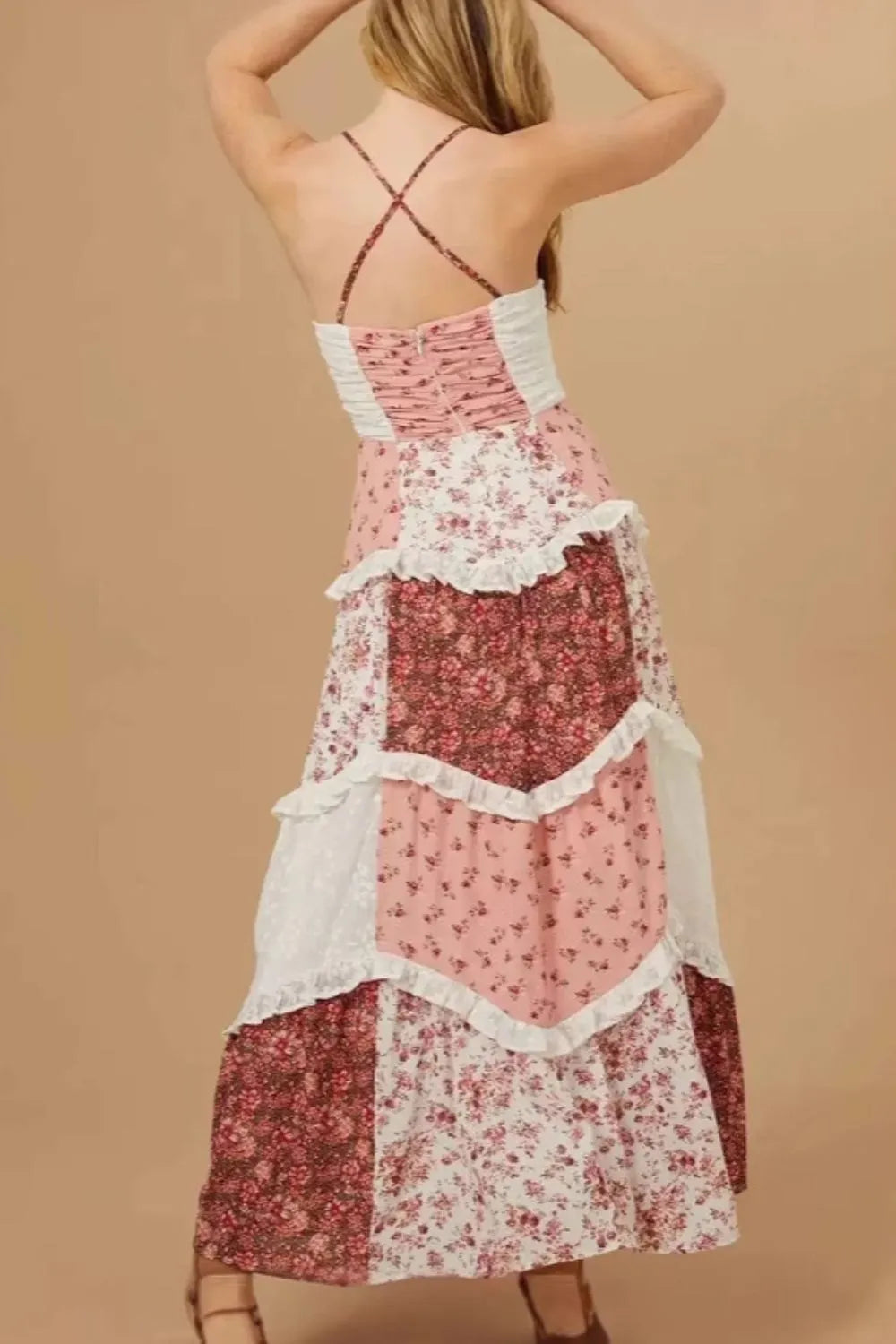 Floral Lace Trim Maxi Cami Dress - Ladyez