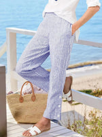Full Size Striped Side Button Detail Pants Plus Size