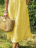 Full Size Striped Button-Front Midi Dress Plus Size