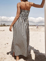 Smocked Striped Square Neck Cami Dress - Ladyez