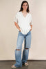 VERY J Full Size Oversized Contrast Knit Comfy Casual Top Plus Size