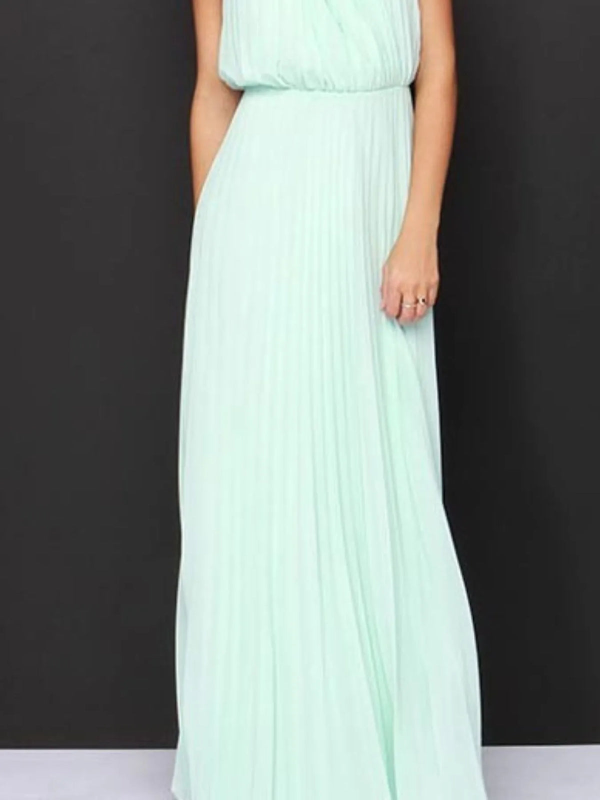 Pleated Sleeveless Maxi Tank Dress - Ladyez