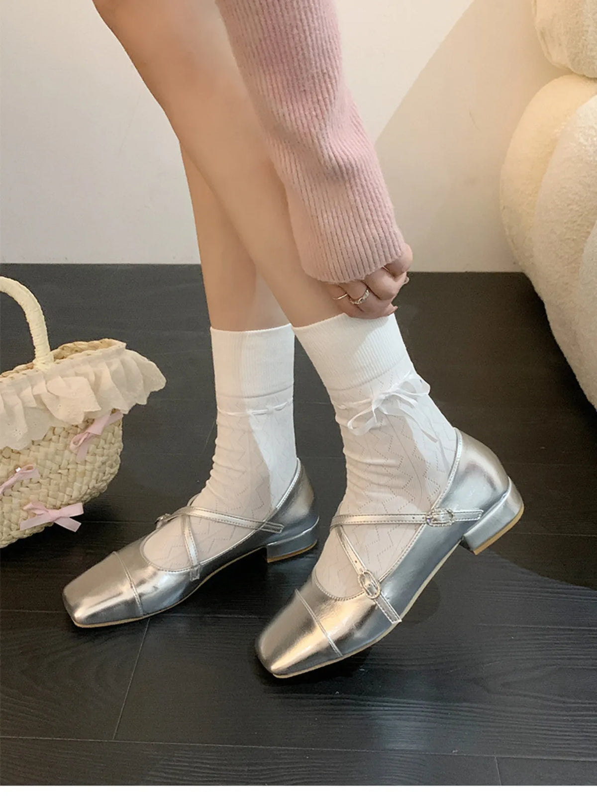Square Toe Block Heels Mary Jane Shoes - Ladyez