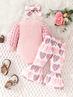 Children's Bubble Texture Long Sleeve Top and Pants Set with Headband