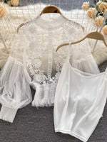 Floral Lace Blouse & Cami Set