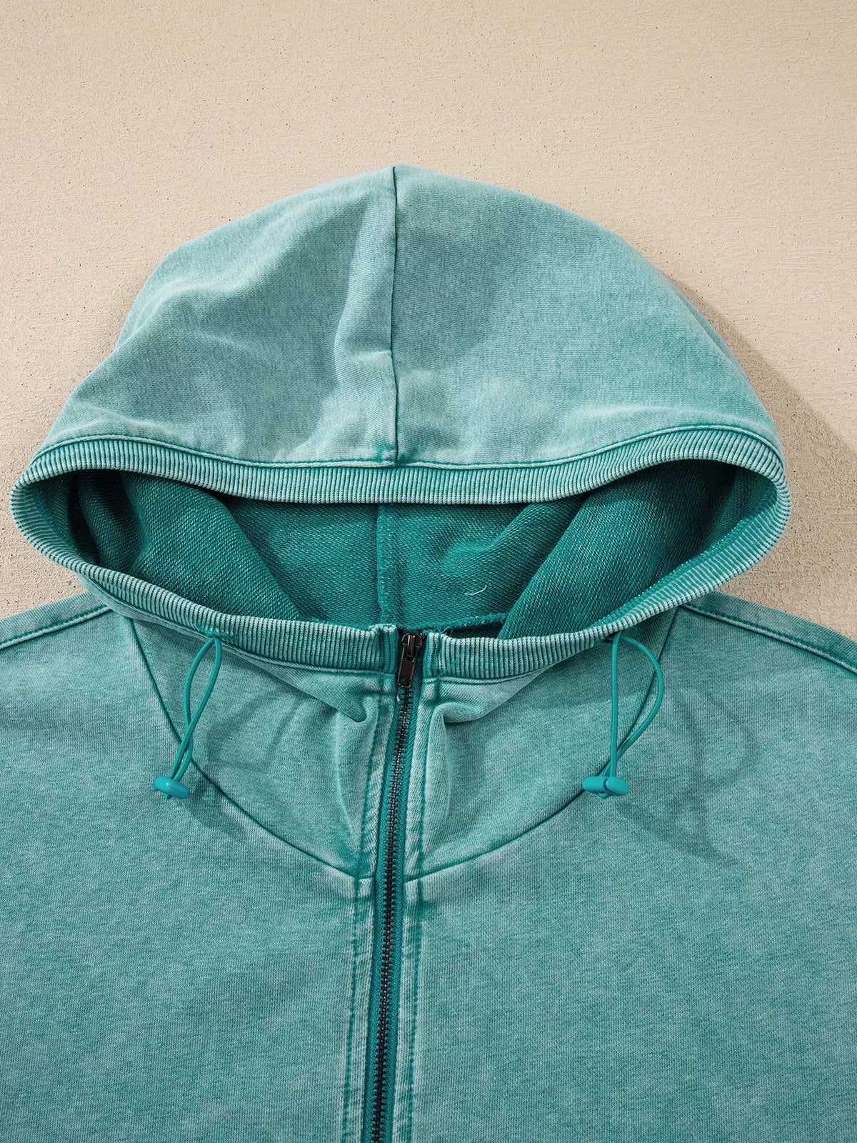 Half Zip Kangaroo Pocket Mineral Wash Baggy Hoodie