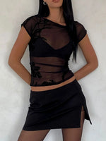 Sheer Mesh Floral Blouse - Ladyez