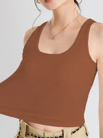Crisscross Scoop Neck Wide Strap Cropped Tank with Chest Pads