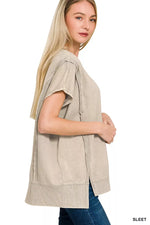 Zenana French Terry Acid WashedHi-low Top