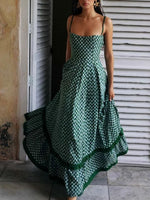 Checkered Spaghetti Strap Maxi Dress