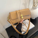 Rectangular Crossbody Bag with Golden Buckle