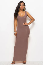 Scoop Neck Wide Strap Maxi Dress - Ladyez