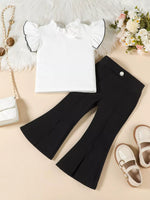 Children's Ruffle Trim Top and Flare Leg Pants Set