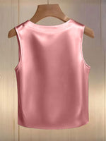 Pearl Embellished Satin Tank Top