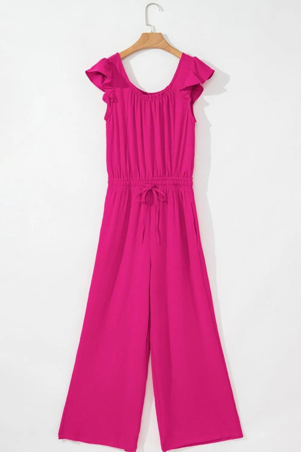 Ruffled Cap Sleeve Wide Leg Jumpsuit - Ladyez