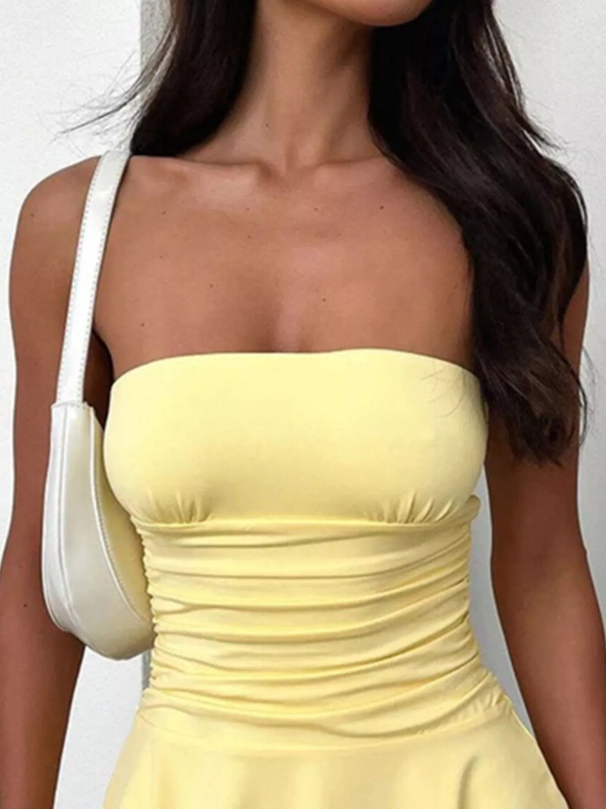 Strapless Ruched Bodycon Mini Dress