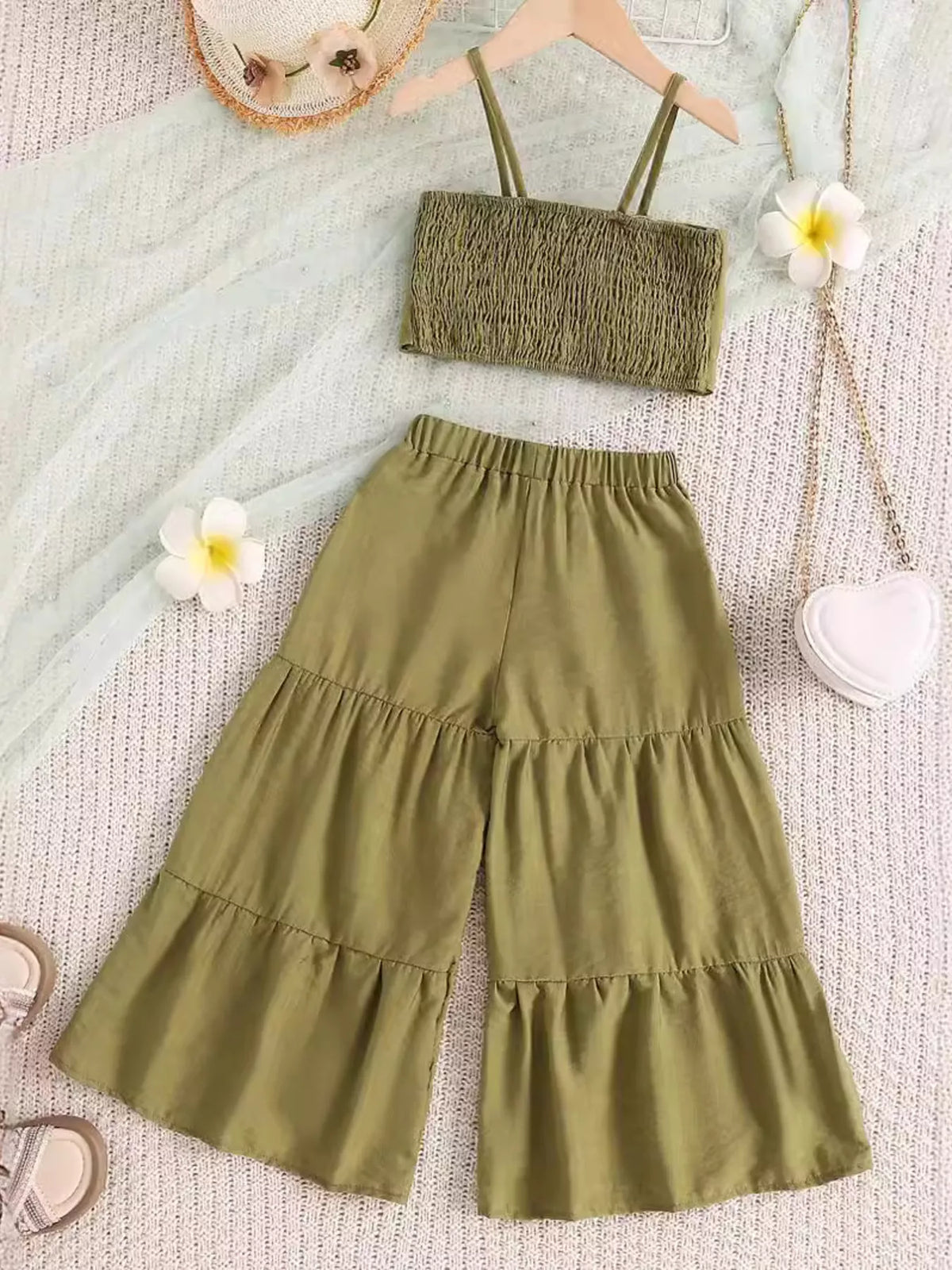 Children's Smocked Bow Cami and Pants Set