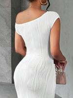 Textured Single Shoulder Bodycon Maxi Dress - Ladyez